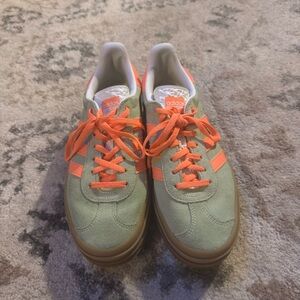Adidas Gazelle Bold Green and Orange Sneakers